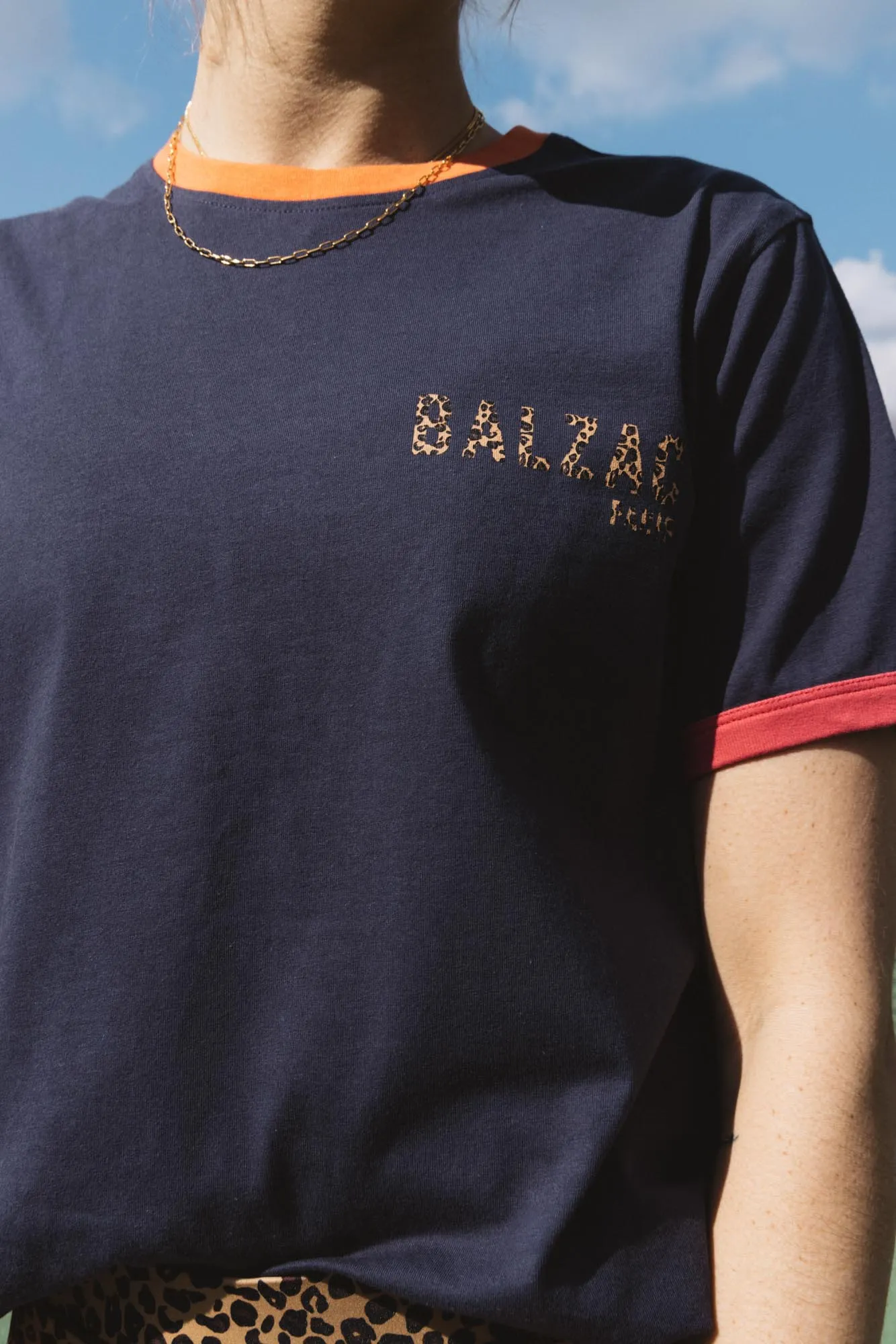 Tee-shirt Bree marine, fuchsia et orange