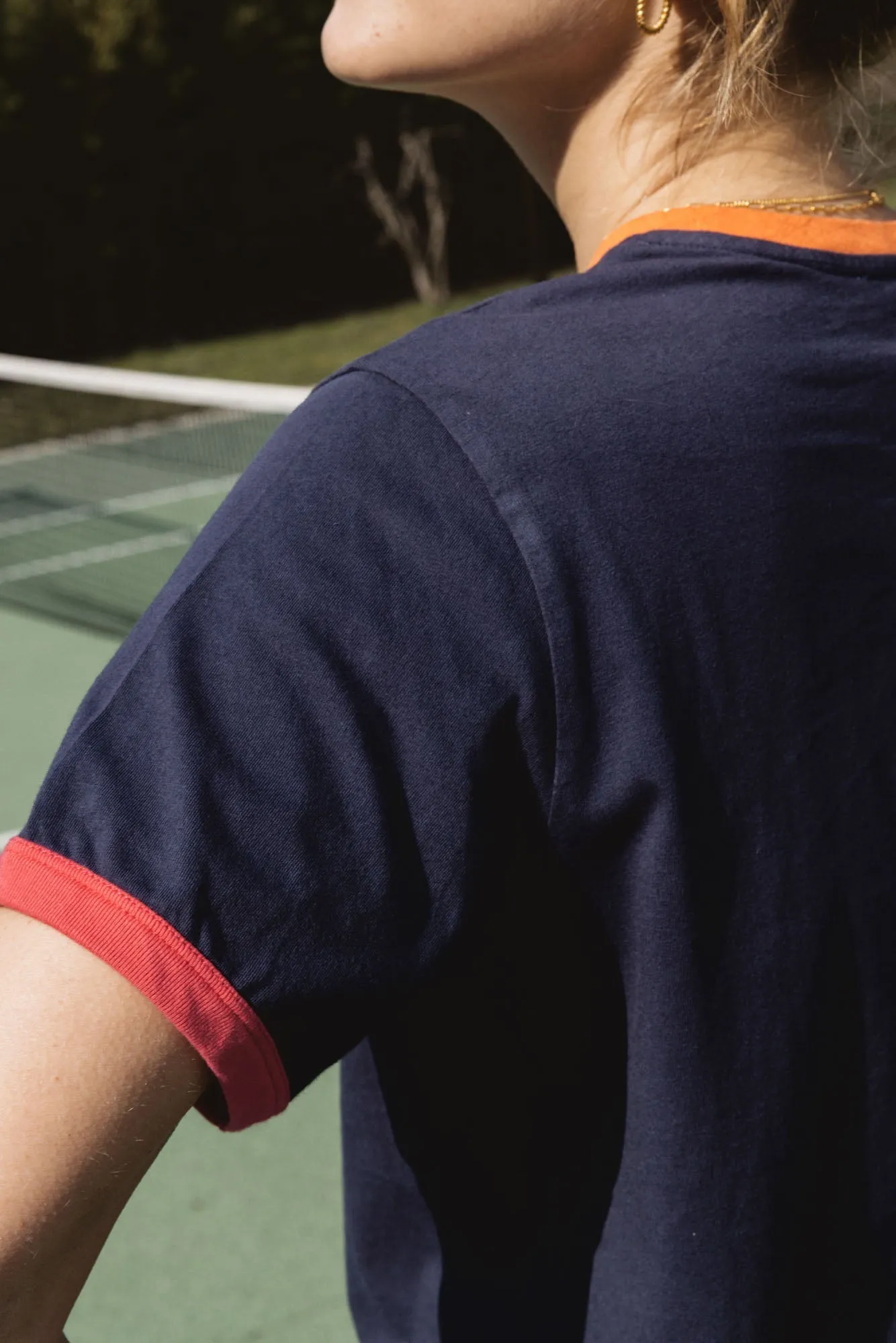 Tee-shirt Bree marine, fuchsia et orange