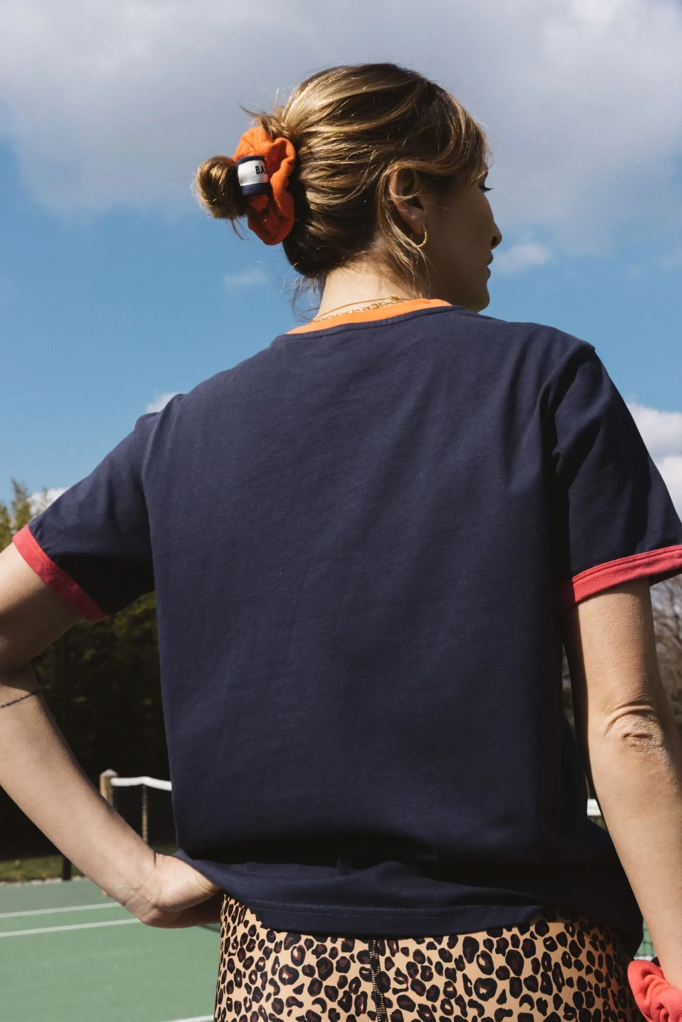 Tee-shirt Bree marine, fuchsia et orange