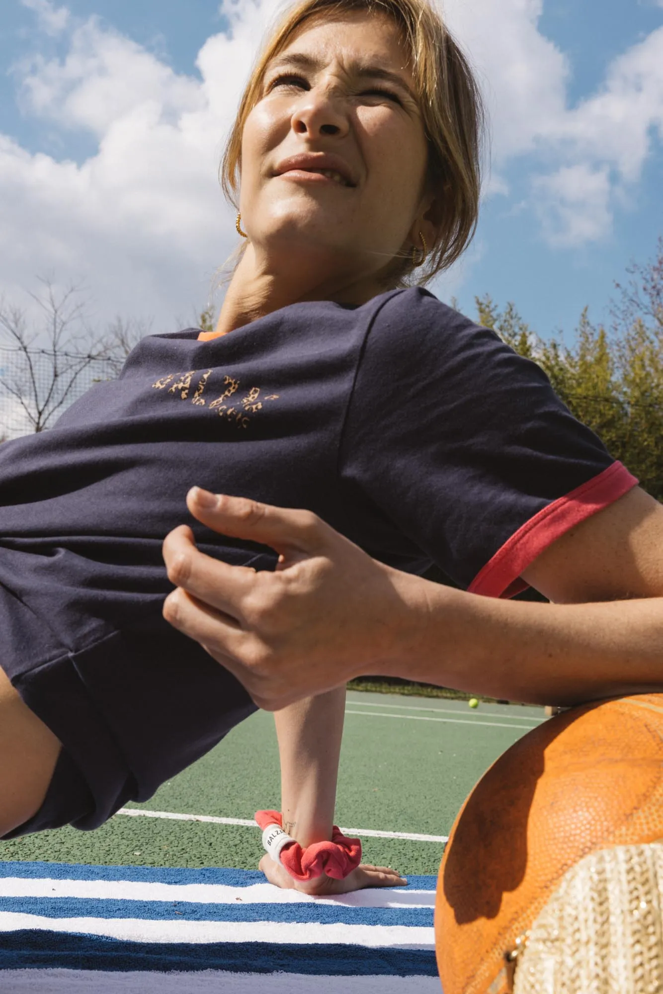 Tee-shirt Bree marine, fuchsia et orange