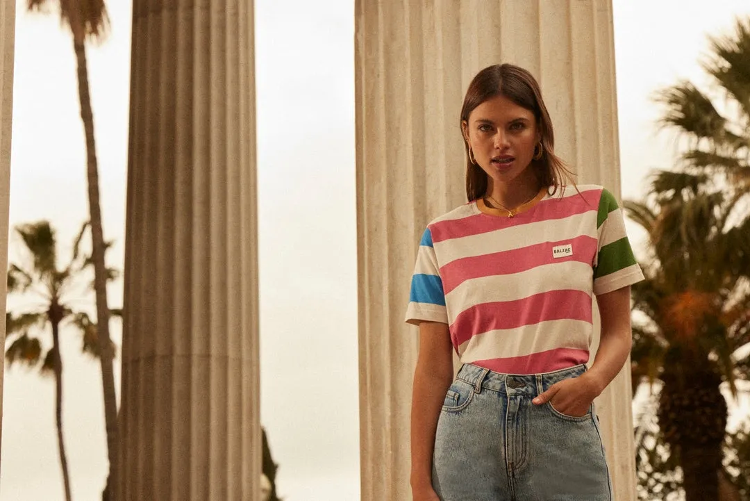 Tee-shirt Bree rayures rose multicolore