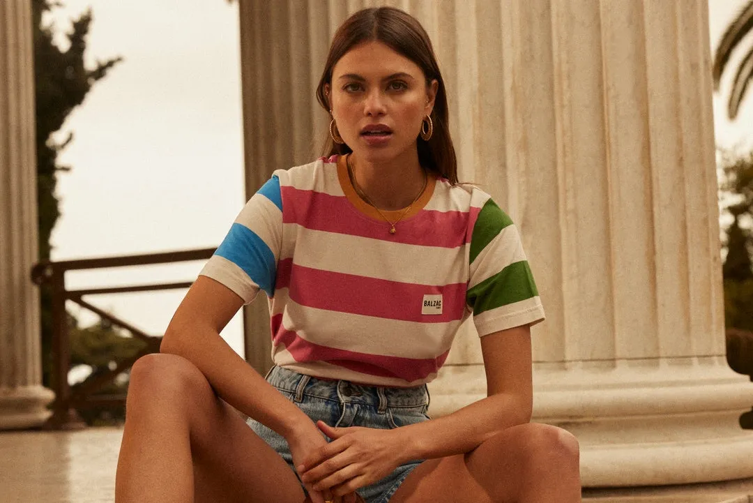Tee-shirt Bree rayures rose multicolore
