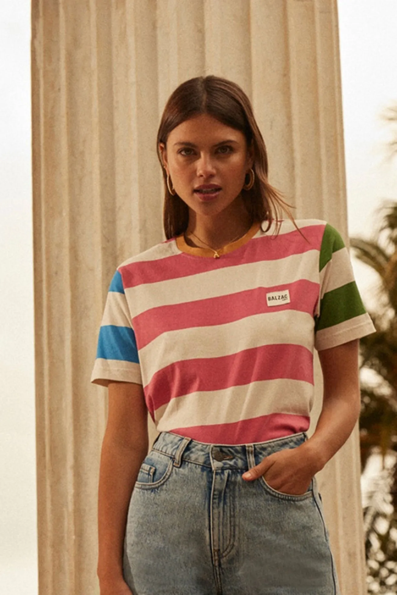 Tee-shirt Bree rayures rose multicolore