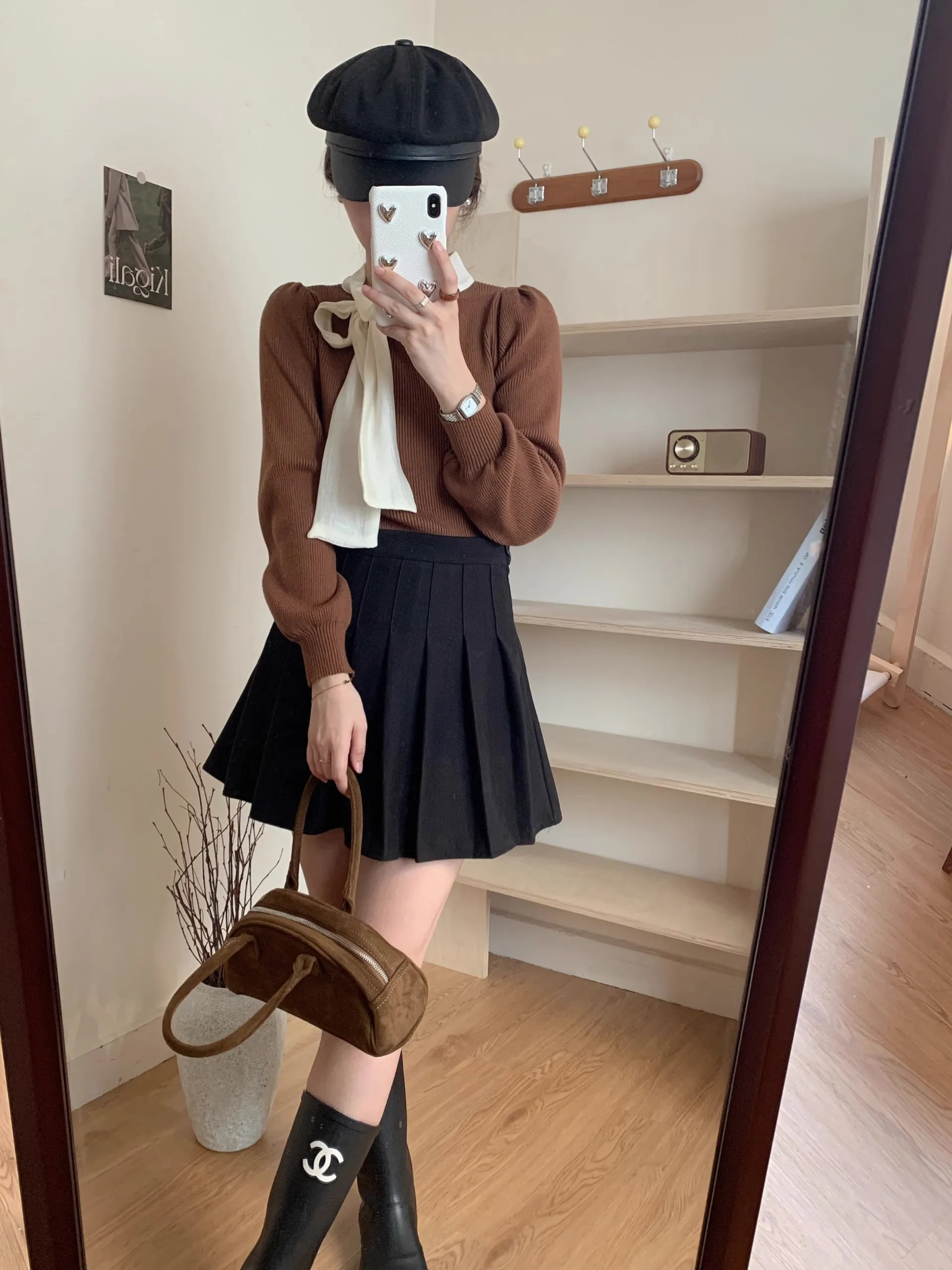 Tie Neck Puff Sleeve Sweater (5 Colors)