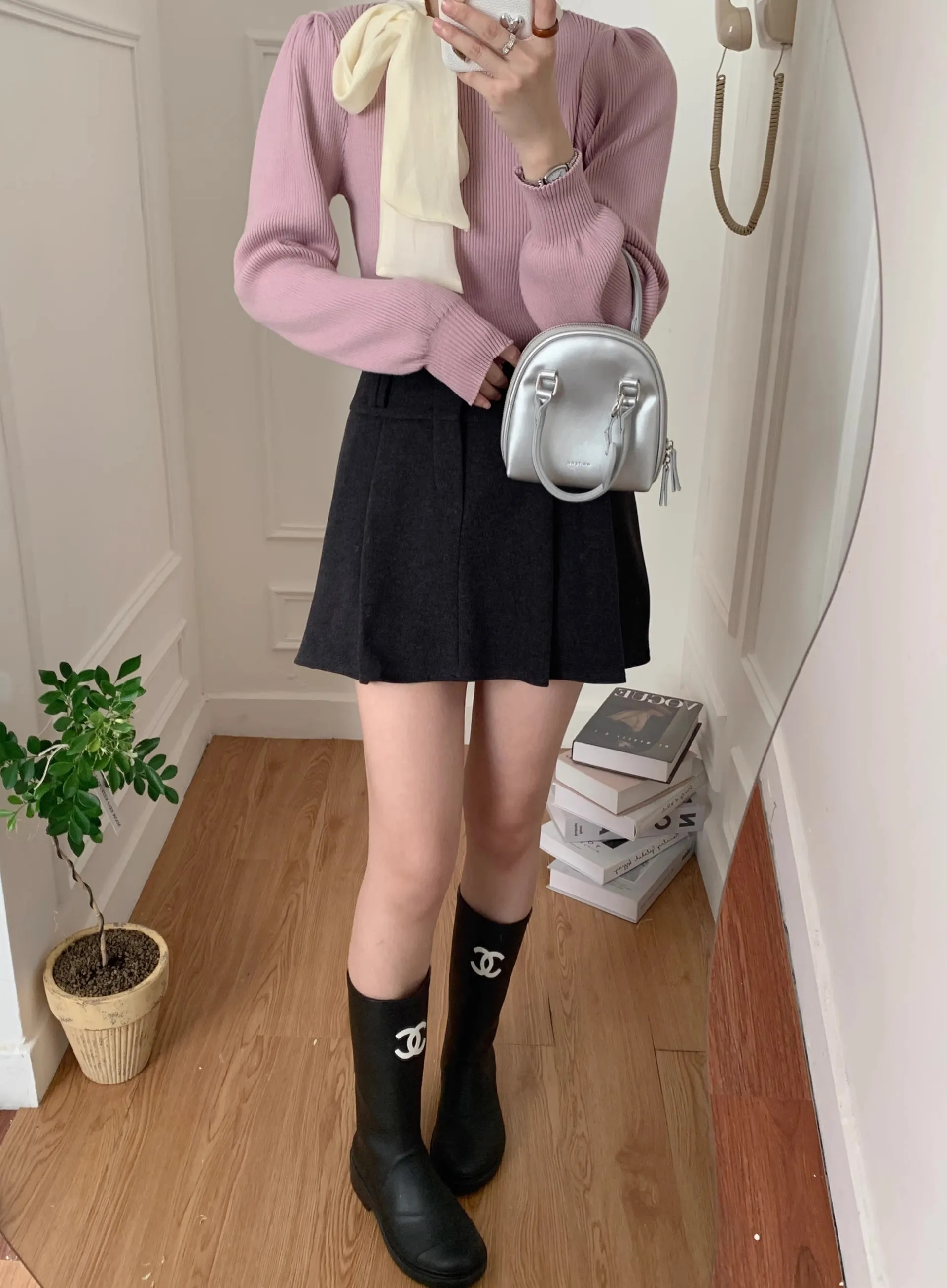 Tie Neck Puff Sleeve Sweater (5 Colors)