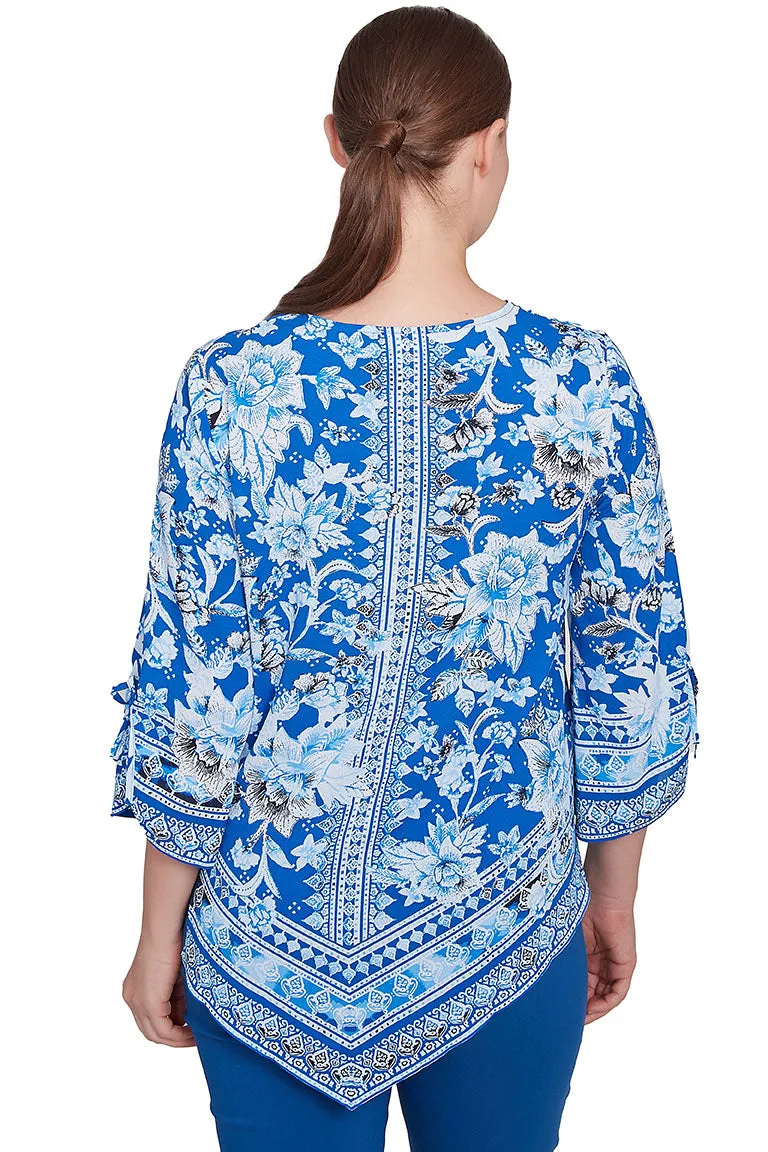 Tinted Tides Handkerchief Hem Blouse