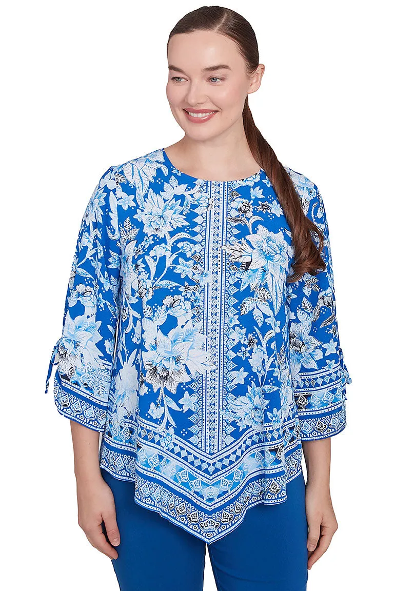 Tinted Tides Handkerchief Hem Blouse