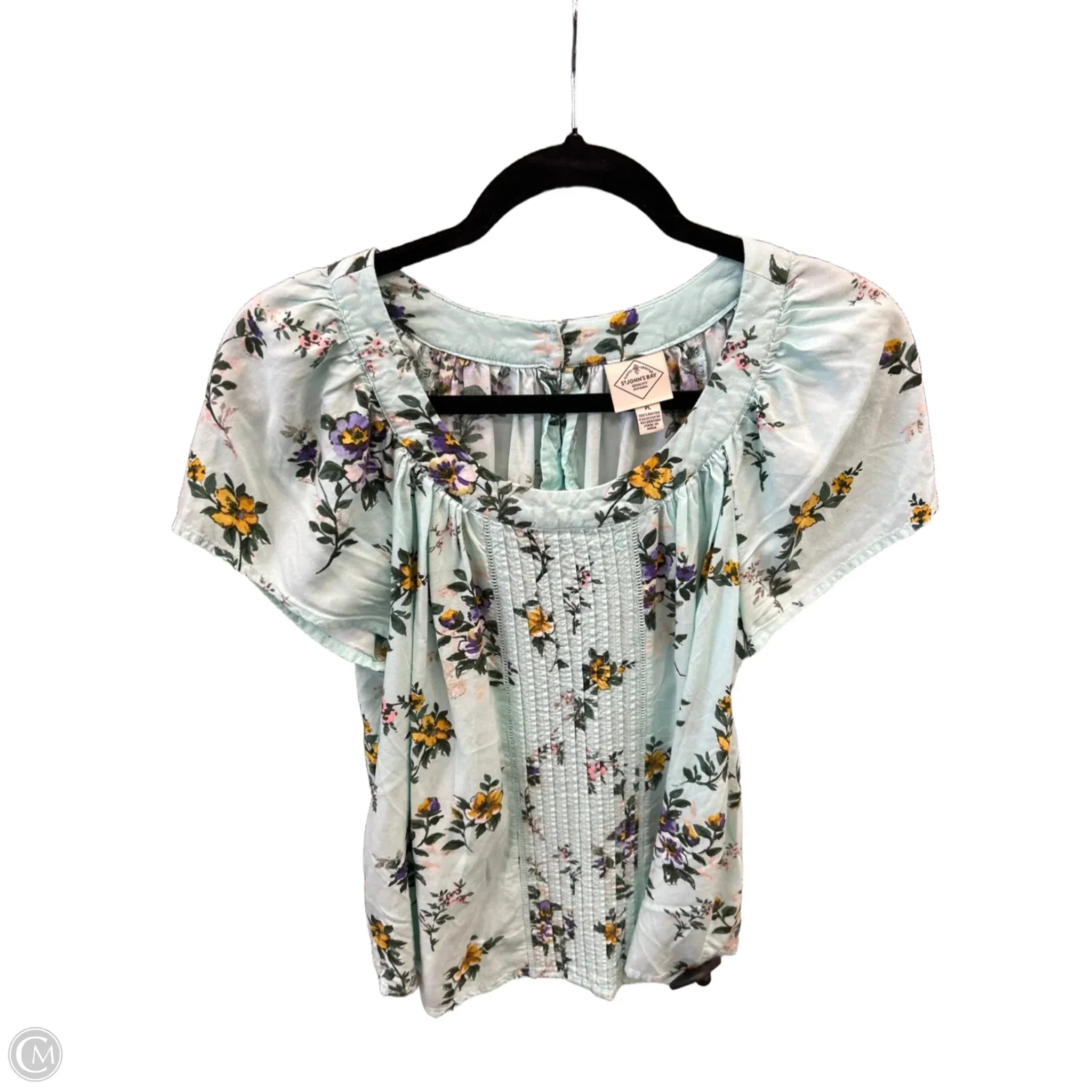 Top Short Sleeve By St Johns Bay In Floral Print, Size: Lp