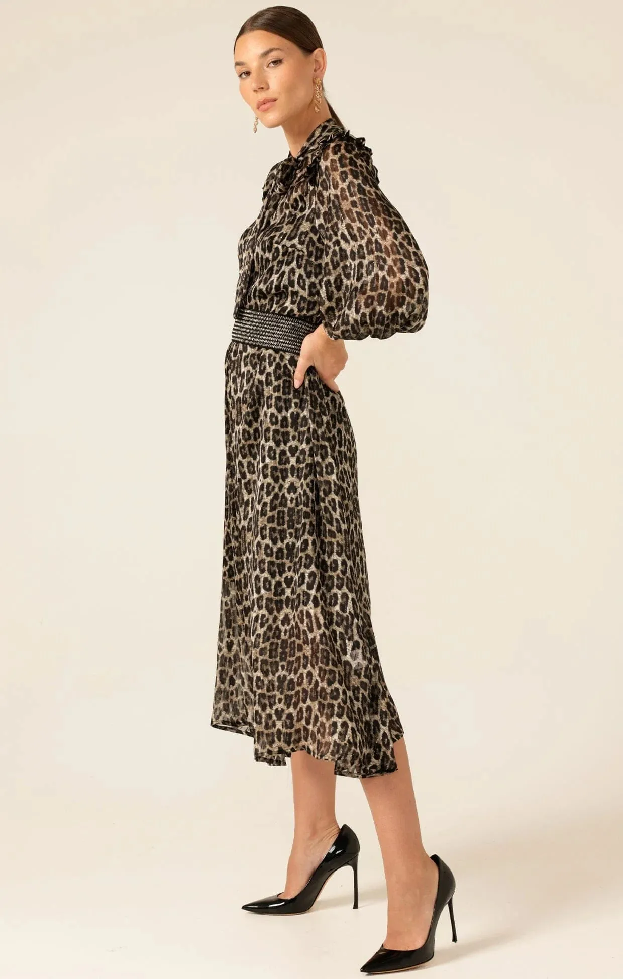 Tree Hollow Midi Dress Animal Print