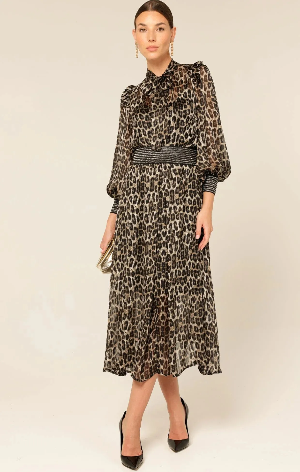 Tree Hollow Midi Dress Animal Print