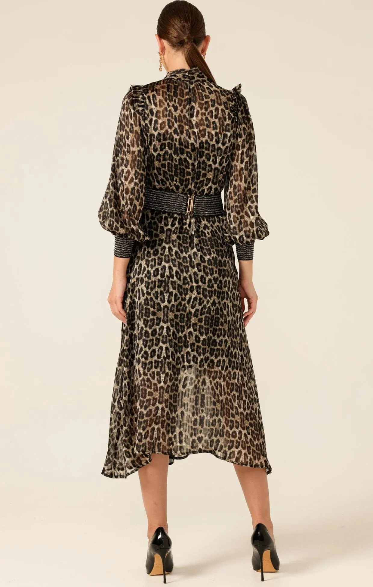 Tree Hollow Midi Dress Animal Print