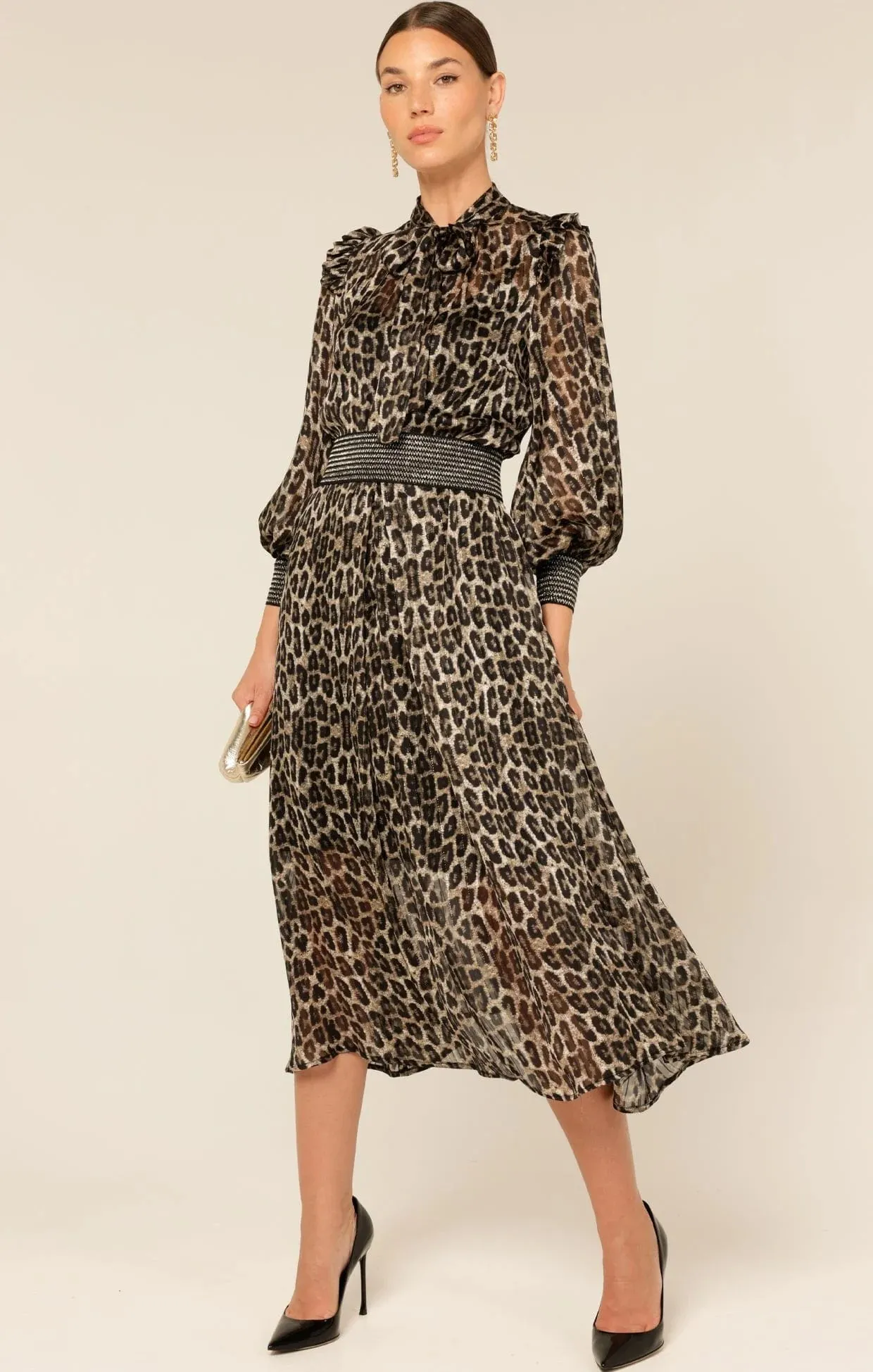 Tree Hollow Midi Dress Animal Print