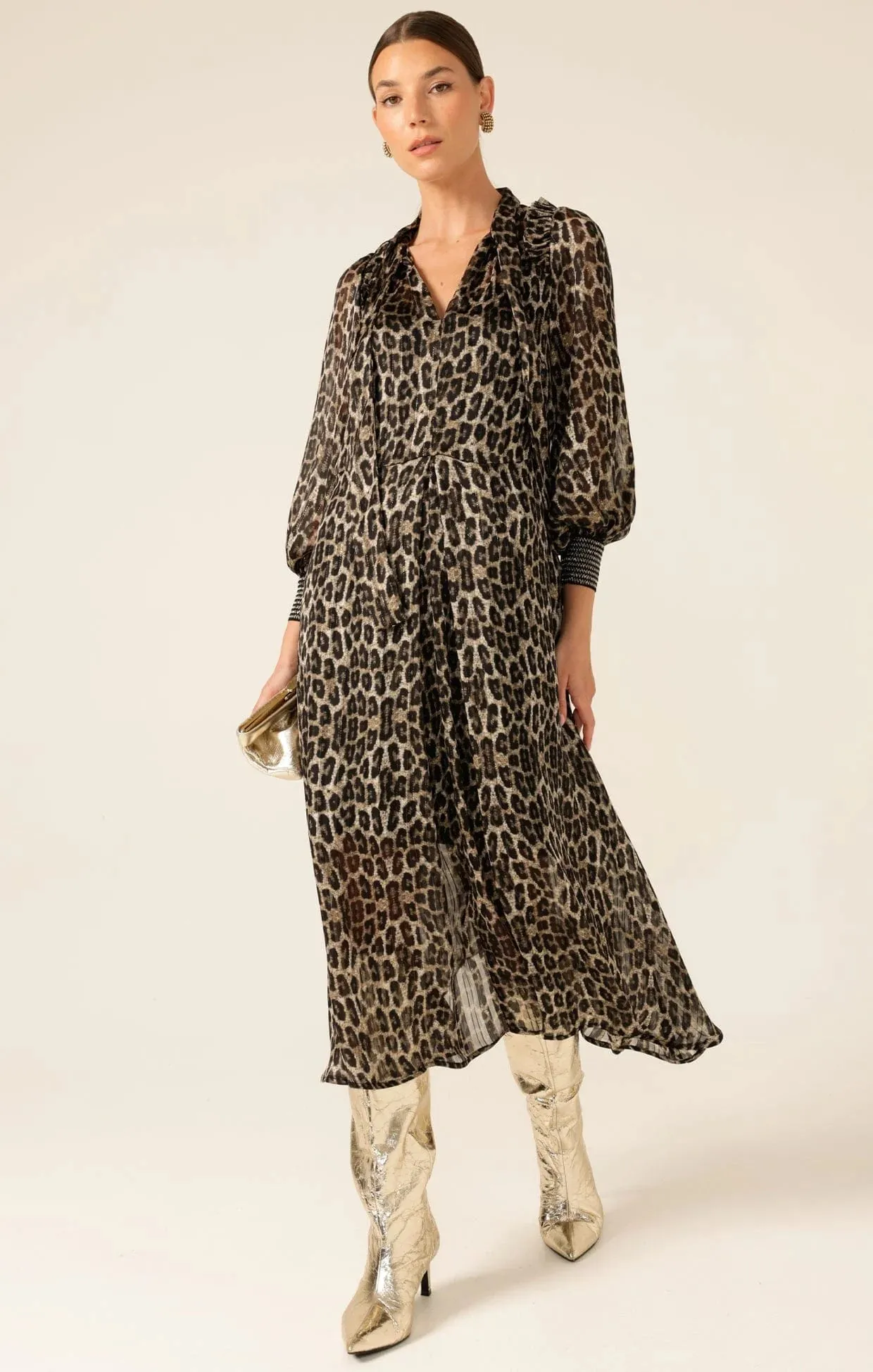 Tree Hollow Midi Dress Animal Print