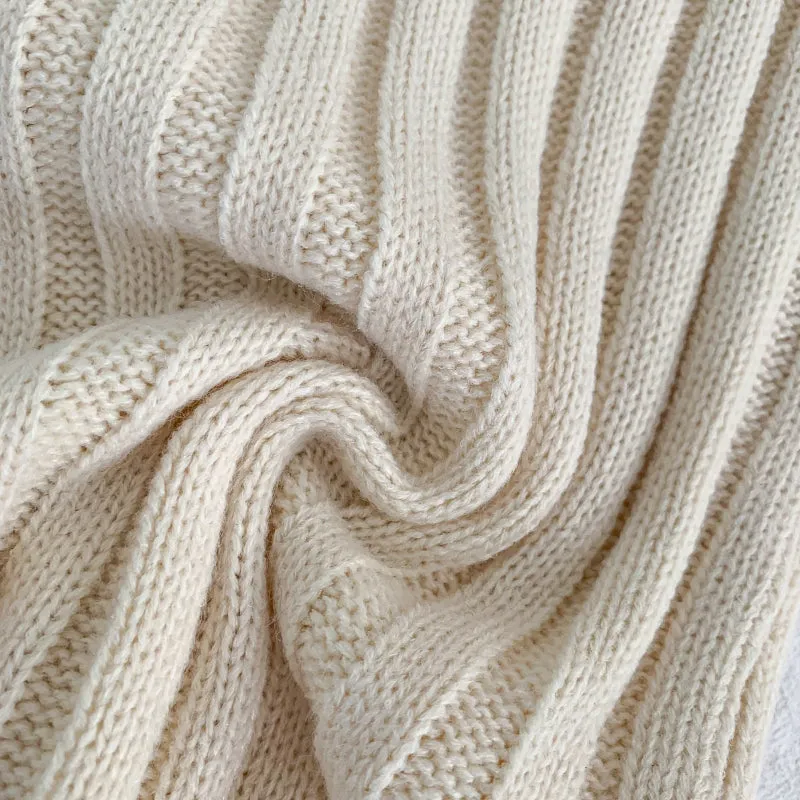 Turtleneck Cable Knit Cropped Sweater & Skirt Knit Set (4 Colors)