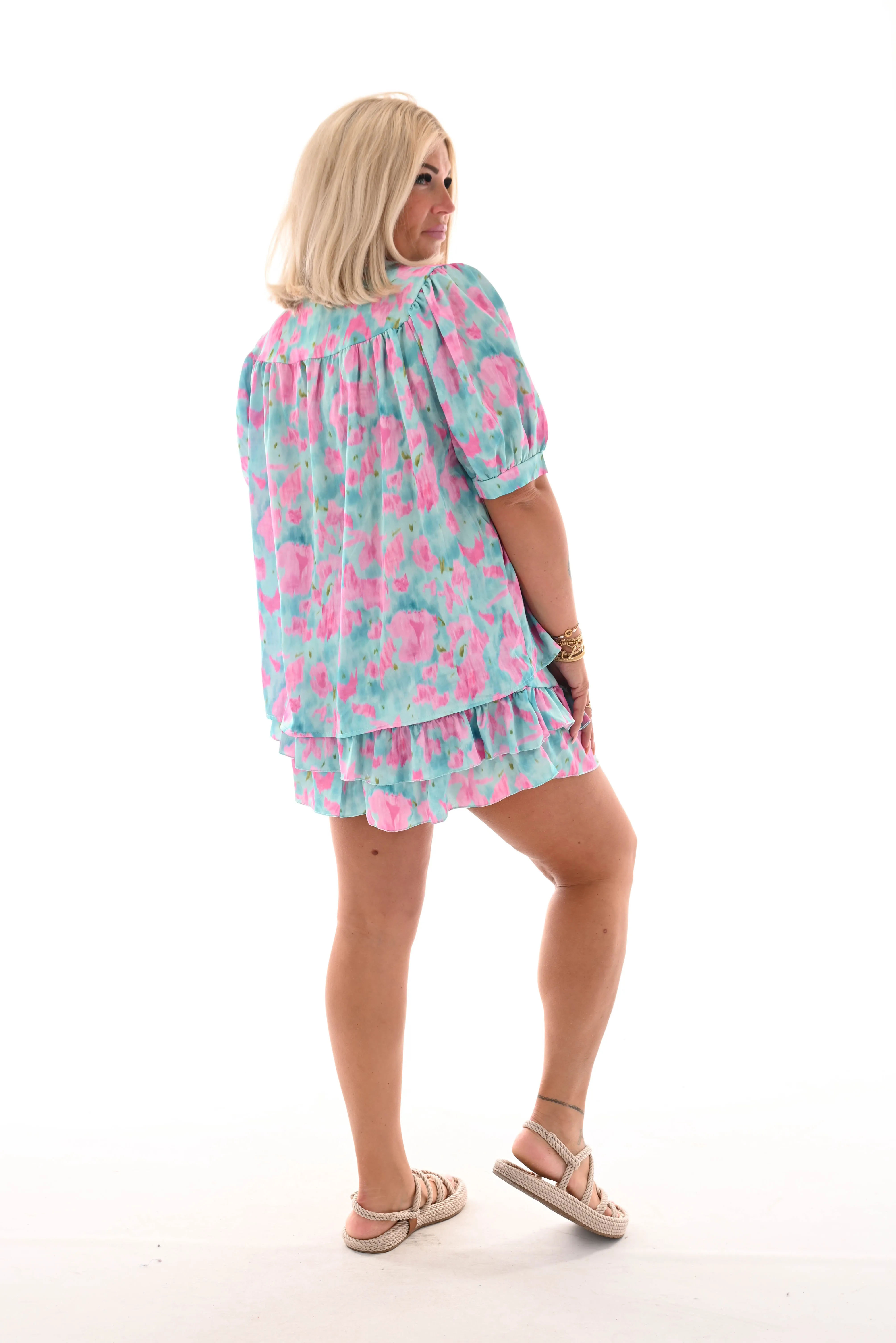 Twin set silky roezel skort vegen blauw/roze