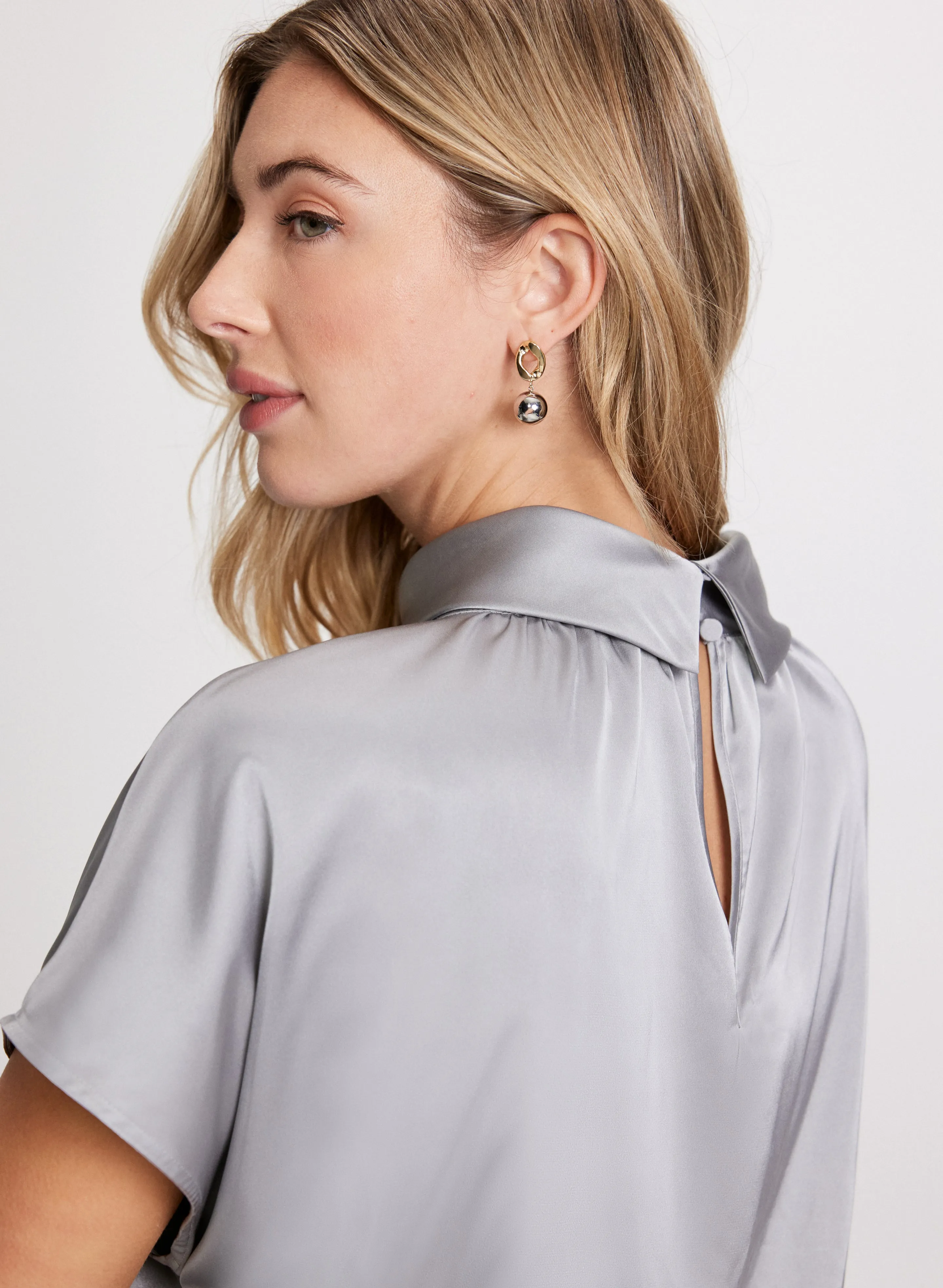 Twist Neck Satin Blouse