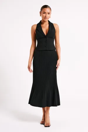 Twyla Pleated Suiting Maxi Skirt - Black