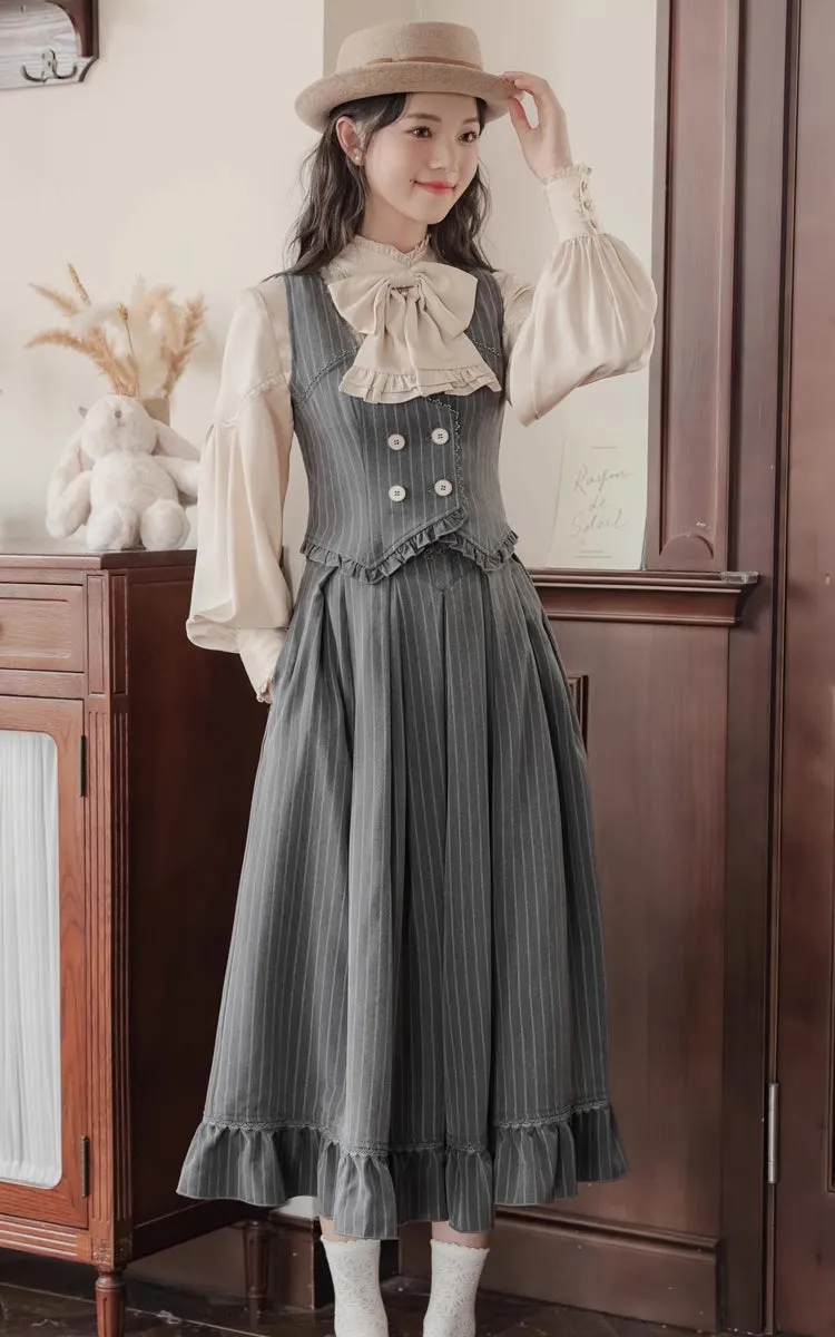 Victoria Stripe Waistcoat (Gray)