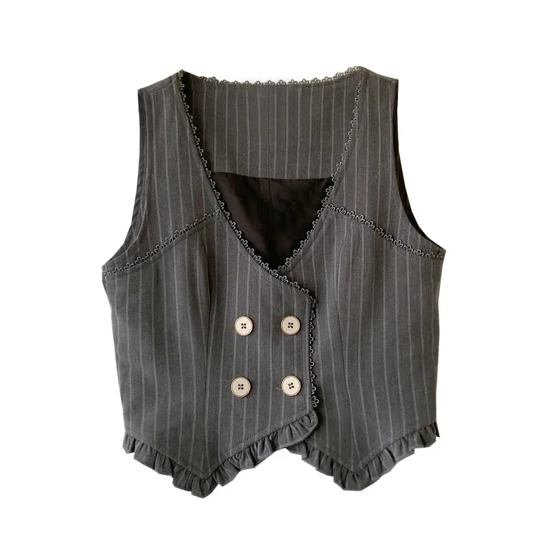 Victoria Stripe Waistcoat (Gray)