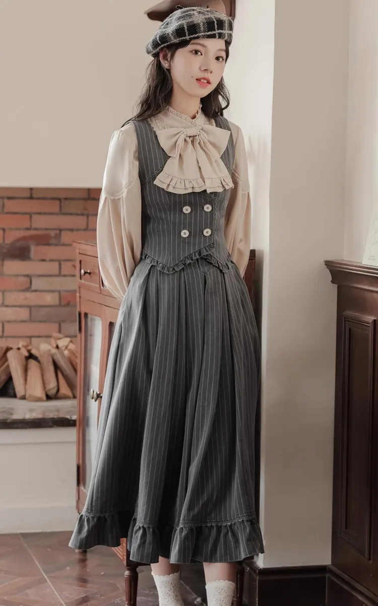 Victoria Stripe Waistcoat (Gray)