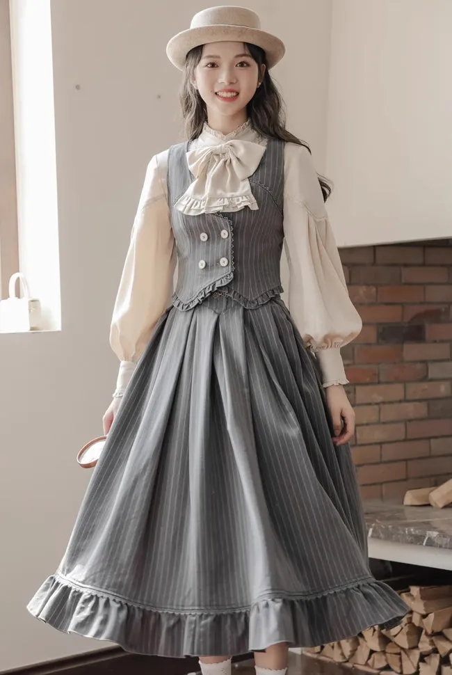 Victoria Stripe Waistcoat (Gray)