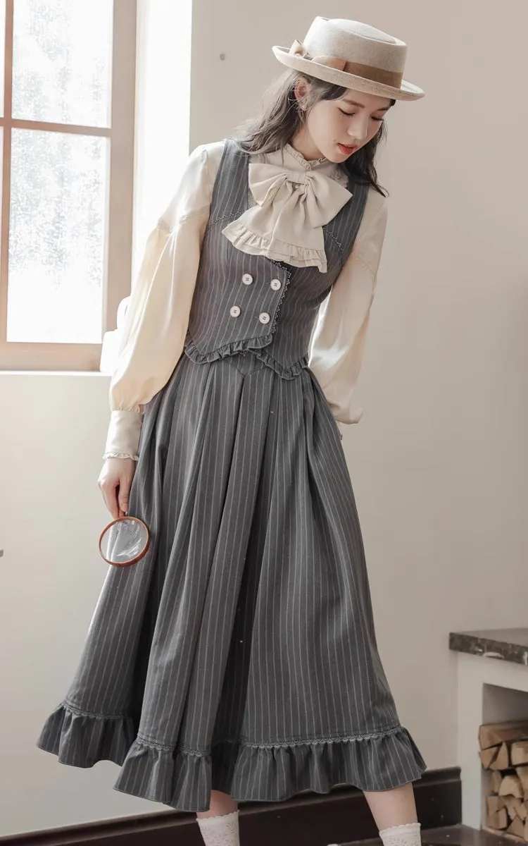 Victoria Stripe Waistcoat (Gray)
