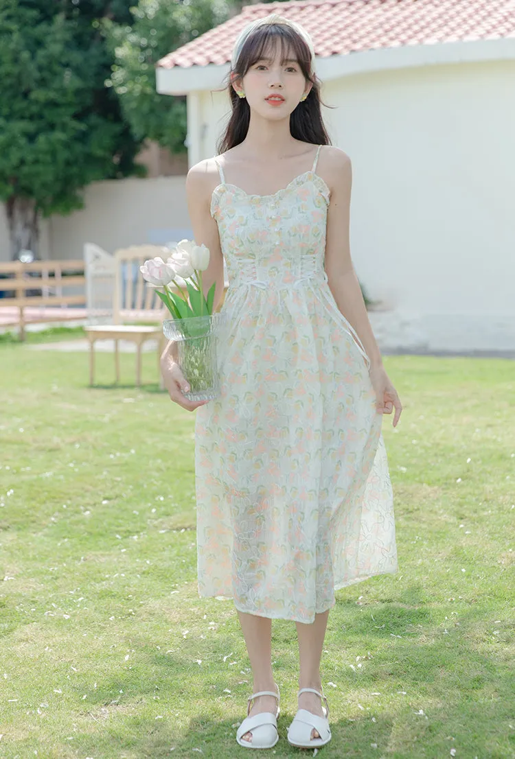 Watercolor Garden Cami Dress (White)