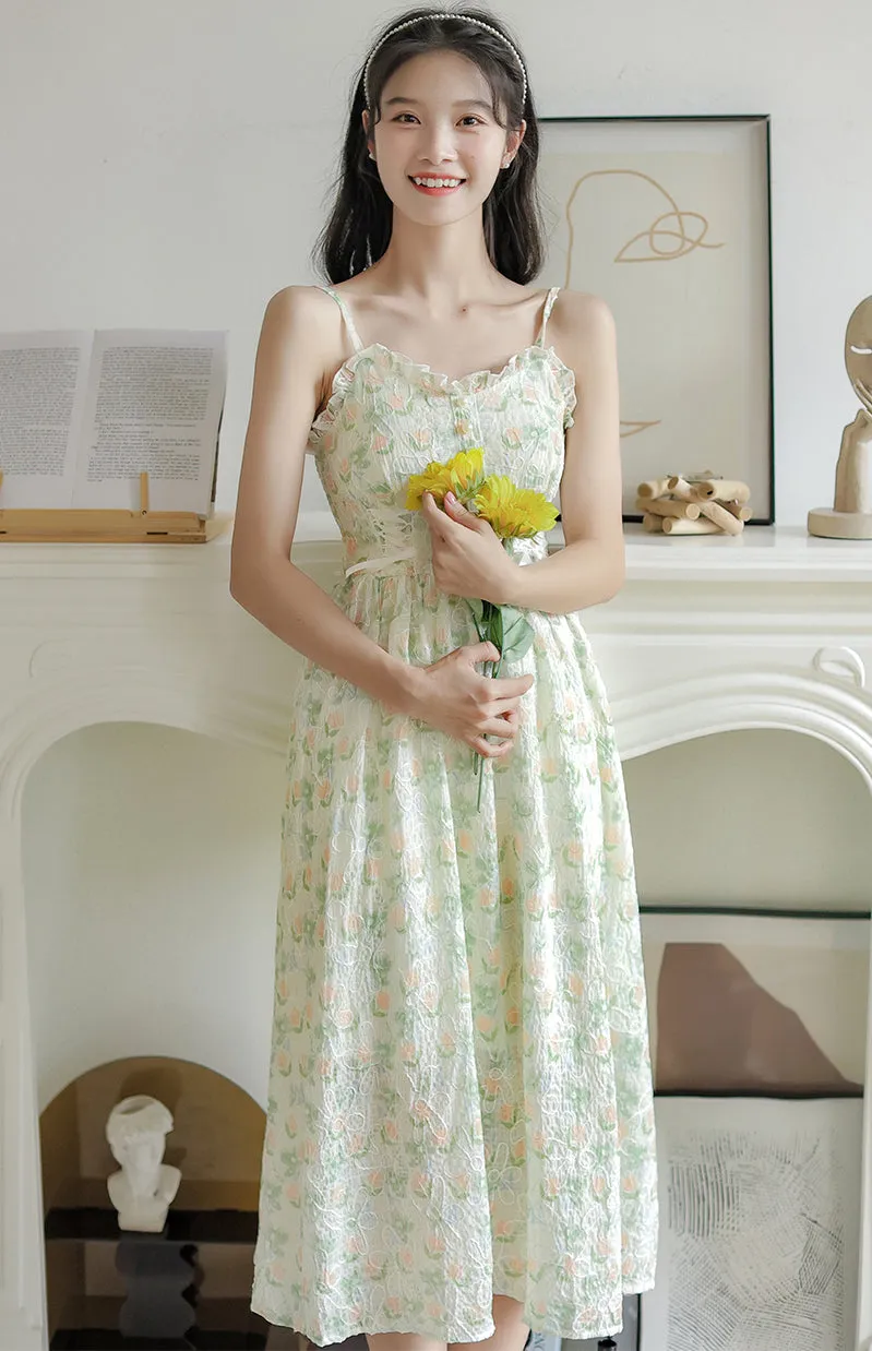 Watercolor Garden Cami Dress (White)