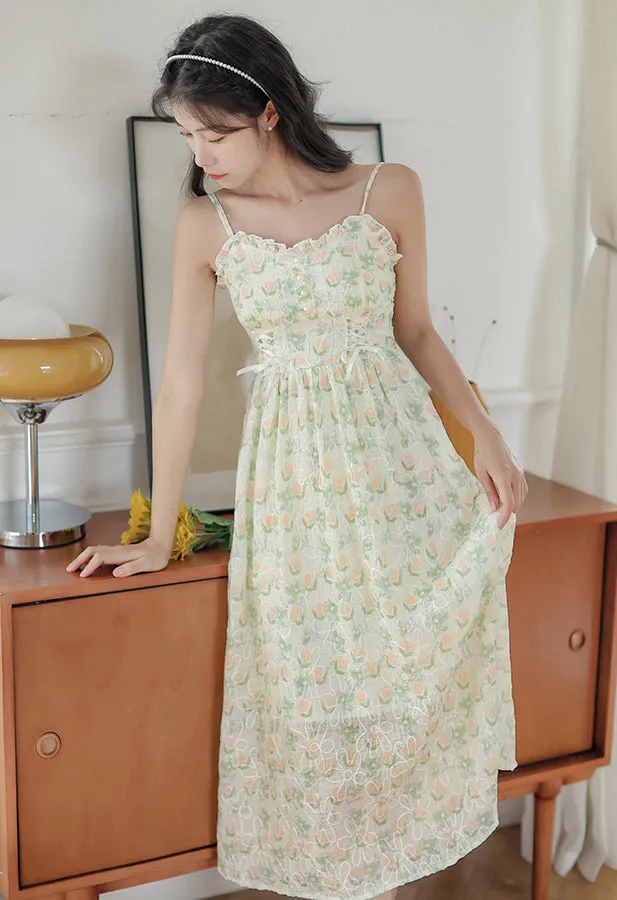 Watercolor Garden Cami Dress (White)