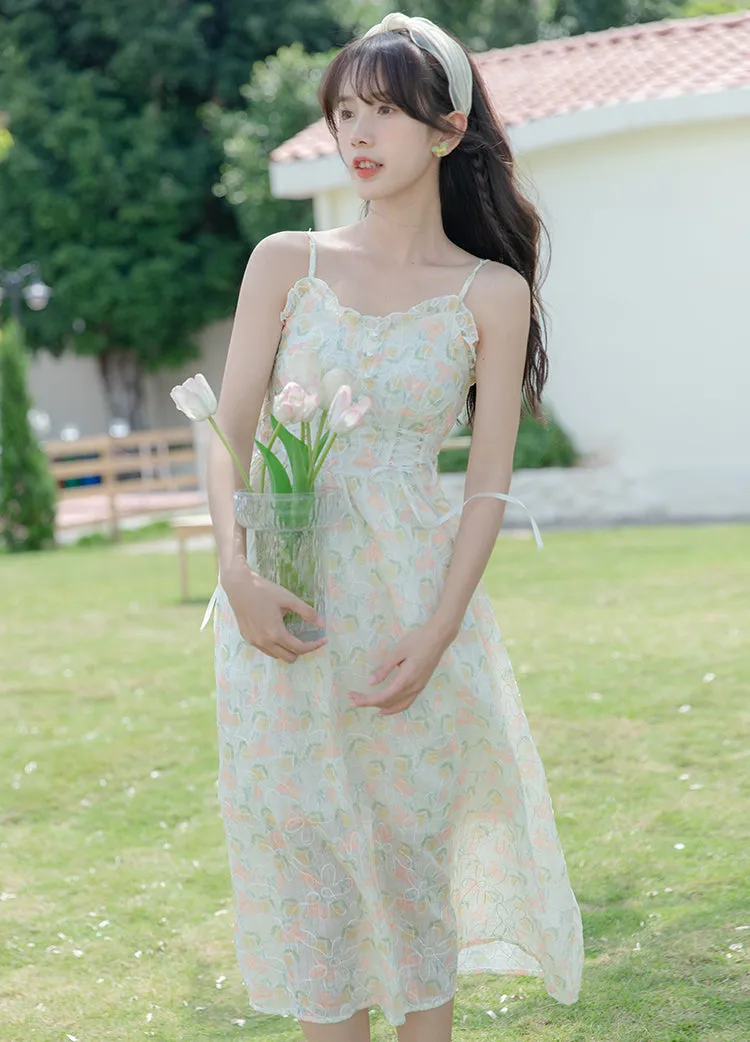 Watercolor Garden Cami Dress (White)