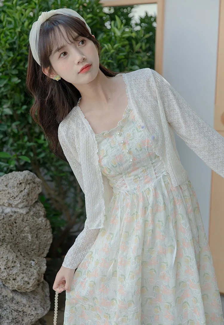 Watercolor Garden Cami Dress (White)