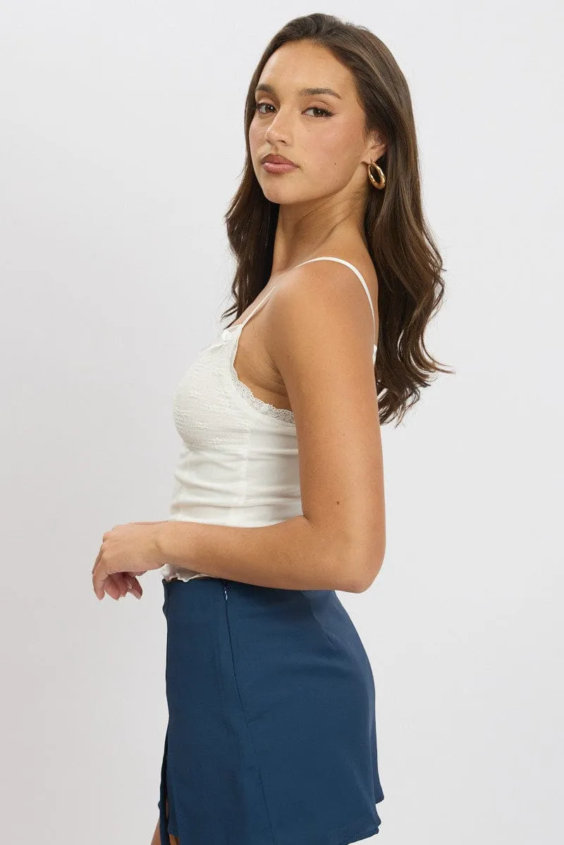 White Cami Singlet Top Mesh