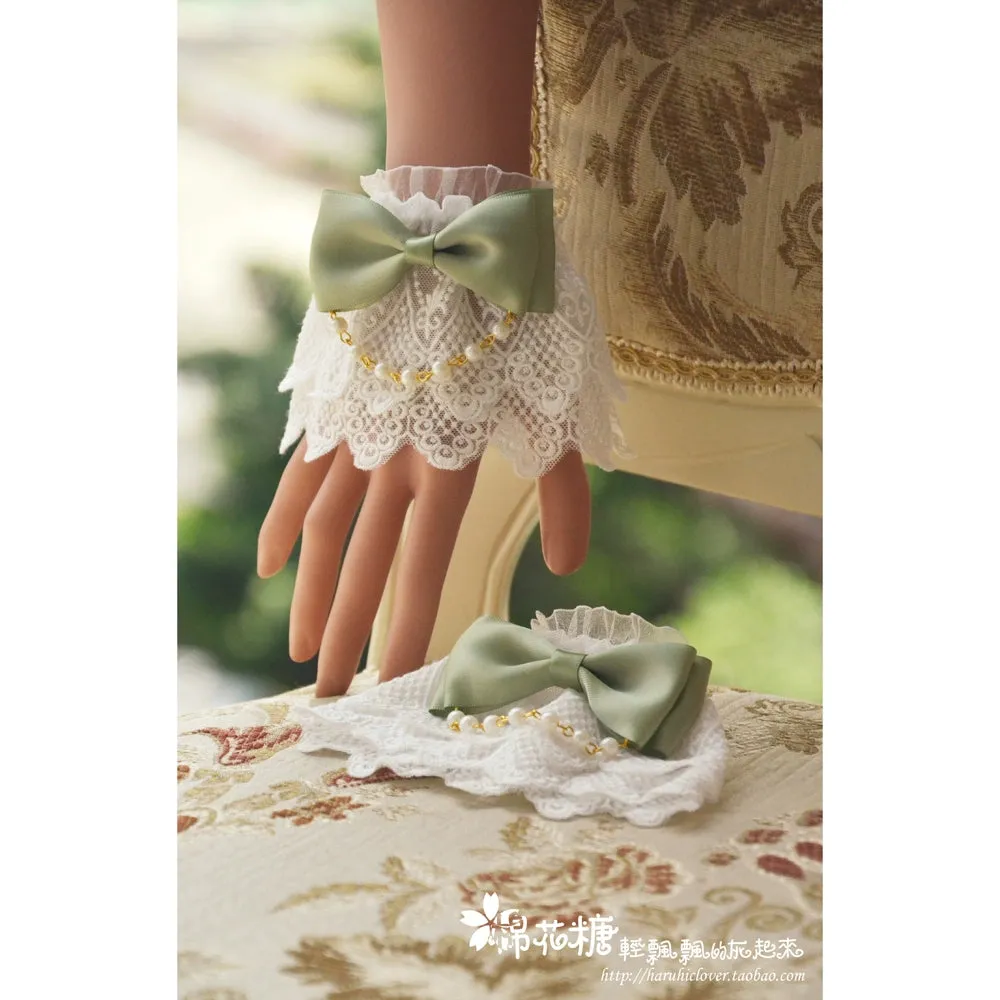 White Double-Layer Pearl Wristcuffs