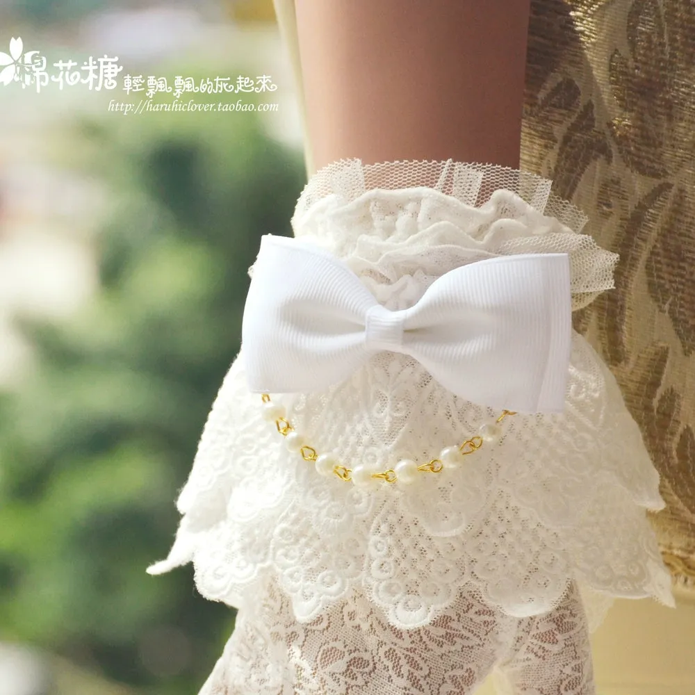 White Double-Layer Pearl Wristcuffs