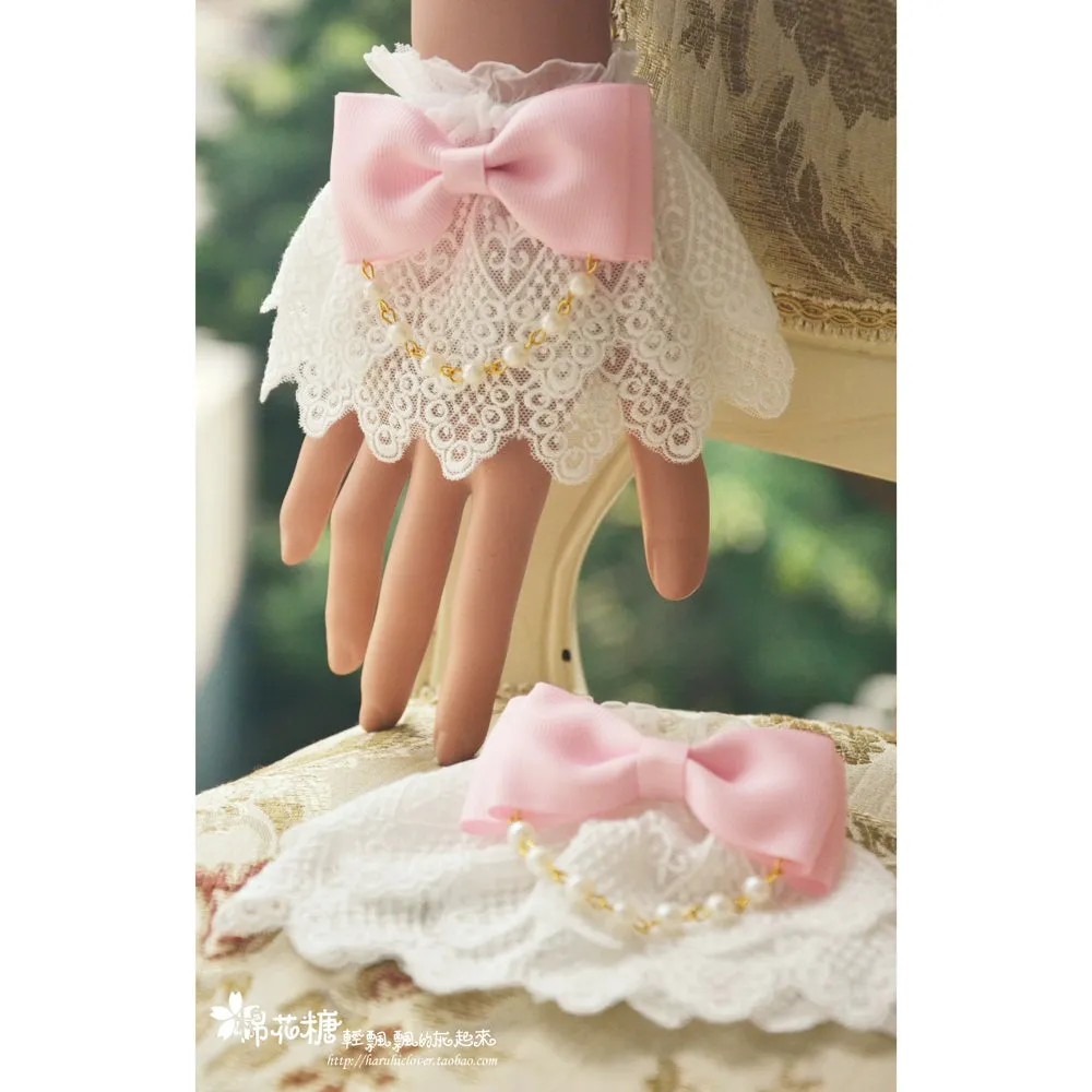 White Double-Layer Pearl Wristcuffs