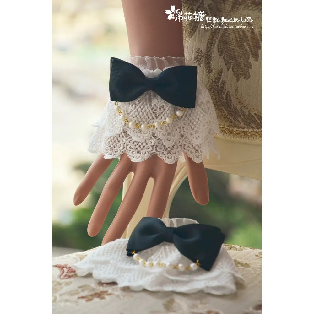 White Double-Layer Pearl Wristcuffs