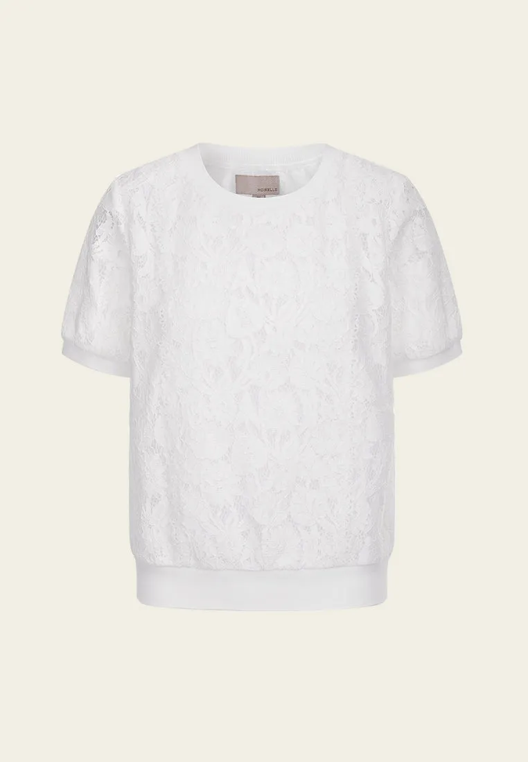 White Lace Crew Neck Top