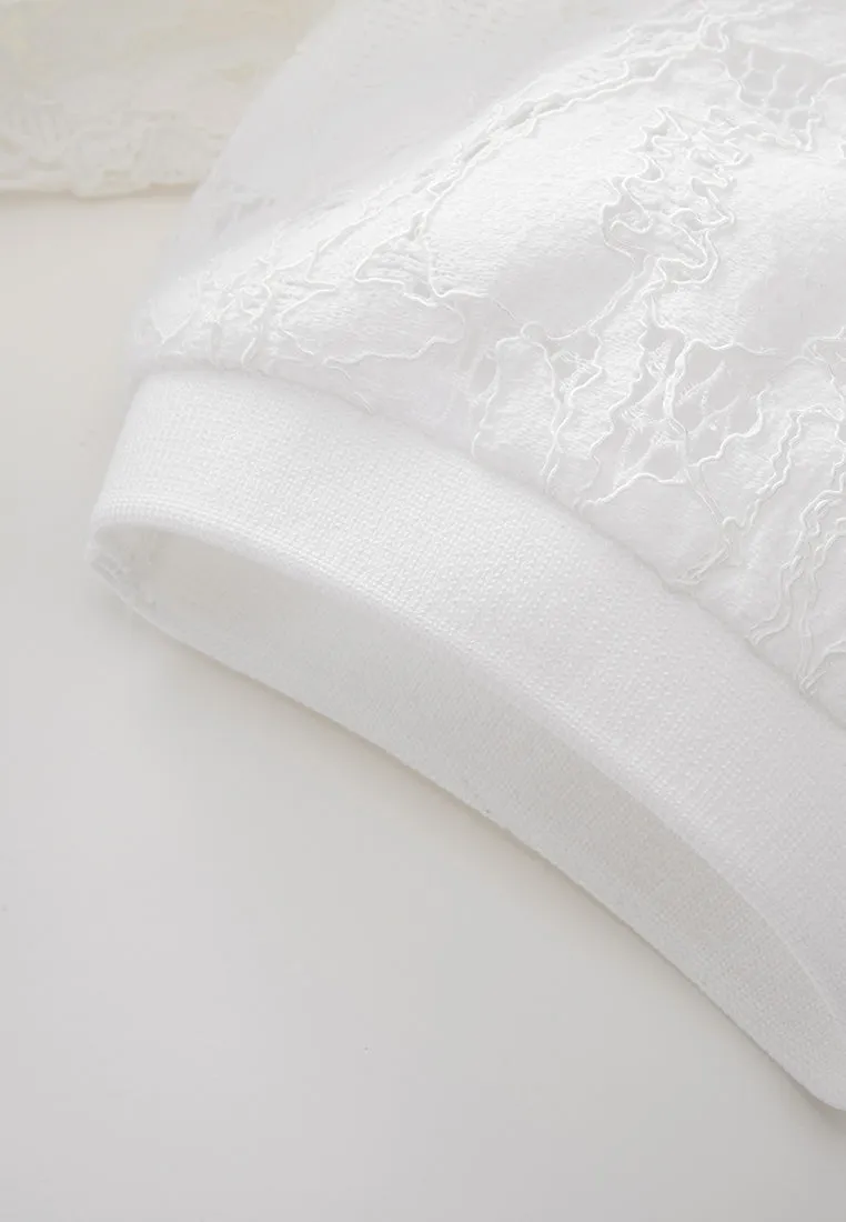 White Lace Crew Neck Top