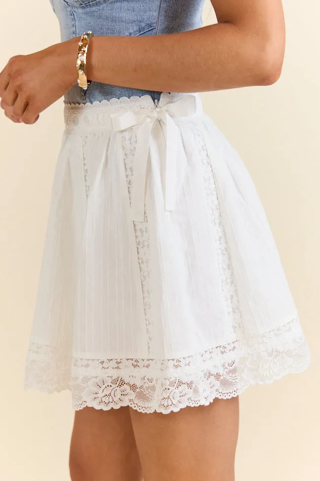 White Noise Ivory Woven Skort
