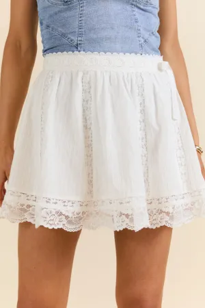 White Noise Ivory Woven Skort