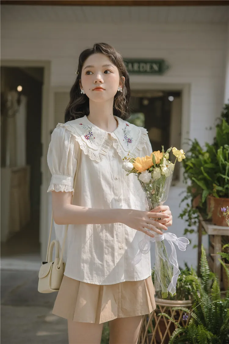 Wildflower Embroidered Blouse (Cream)