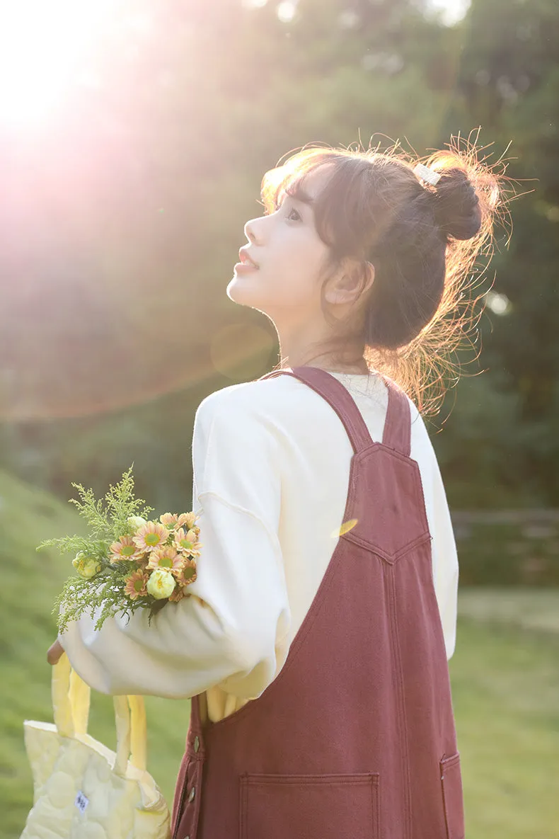 Wildflower Embroidered Overalls (Berry)