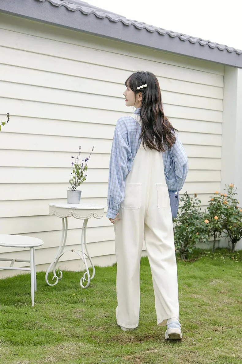 Wildflower Embroidered Overalls (White)