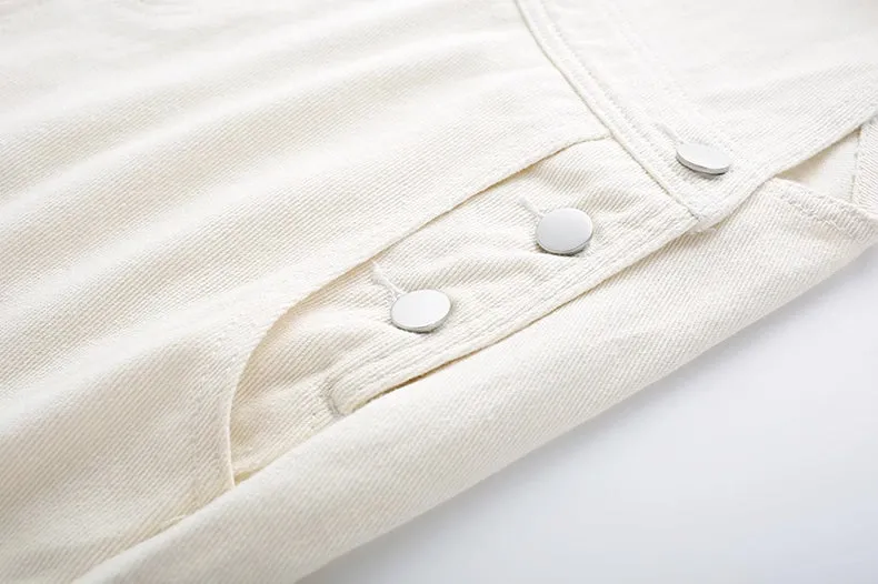 Wildflower Embroidered Overalls (White)