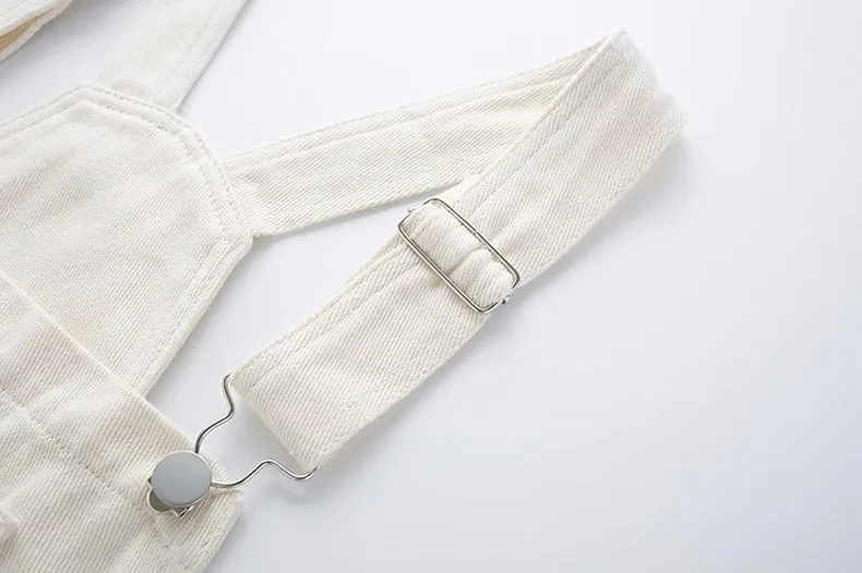 Wildflower Embroidered Overalls (White)