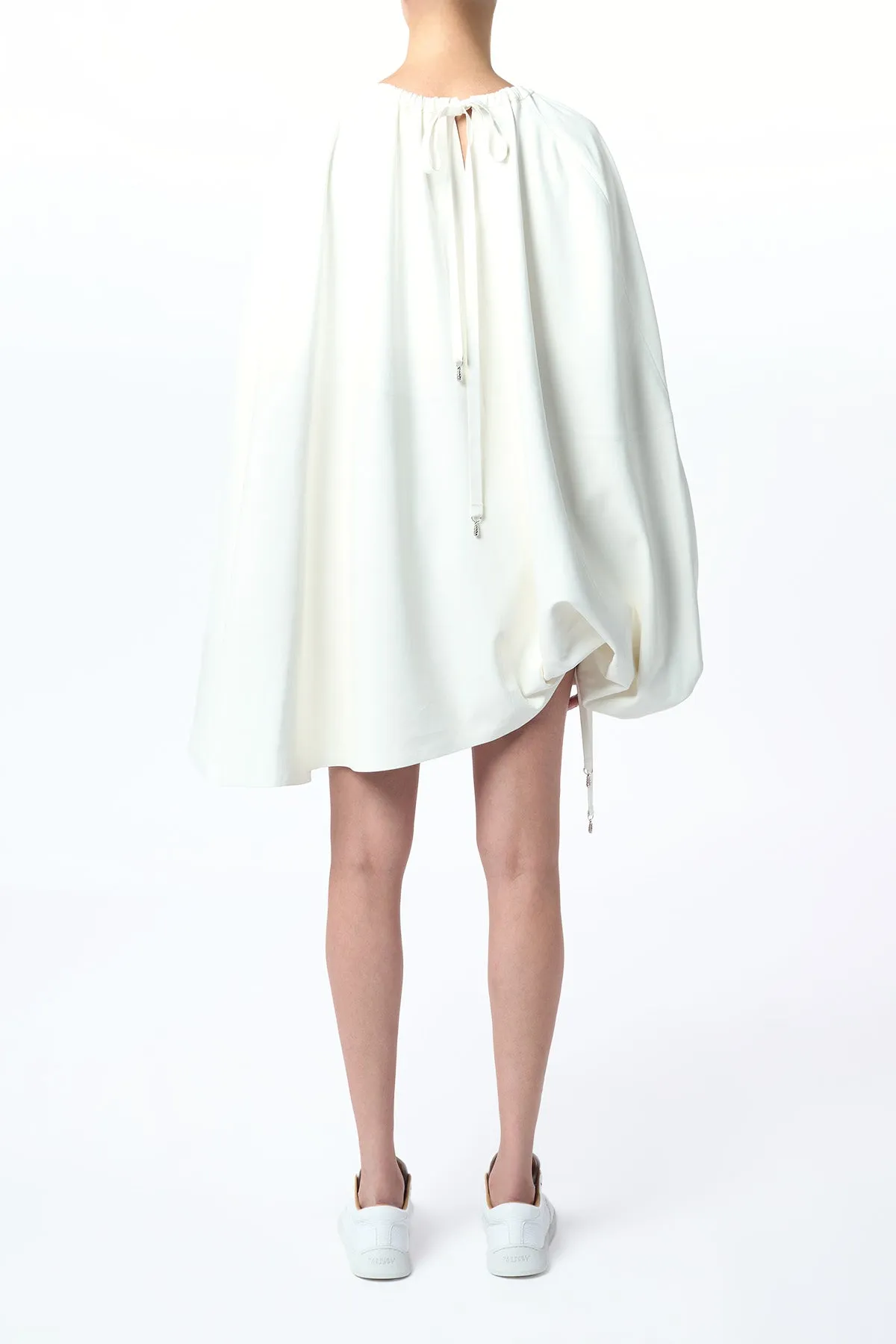 Wilmer Pleated Cape Top In Ivory Soft Leather