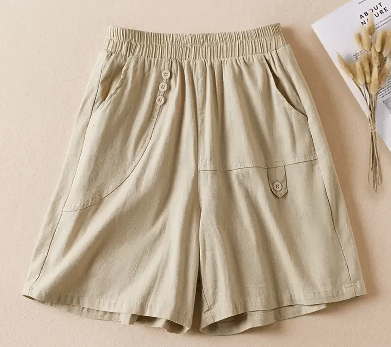 Women Summer Cotton Linen Casual Shorts