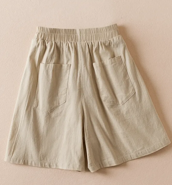 Women Summer Cotton Linen Casual Shorts