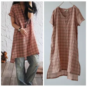 Women Summer Loose Cotton Linen Dress