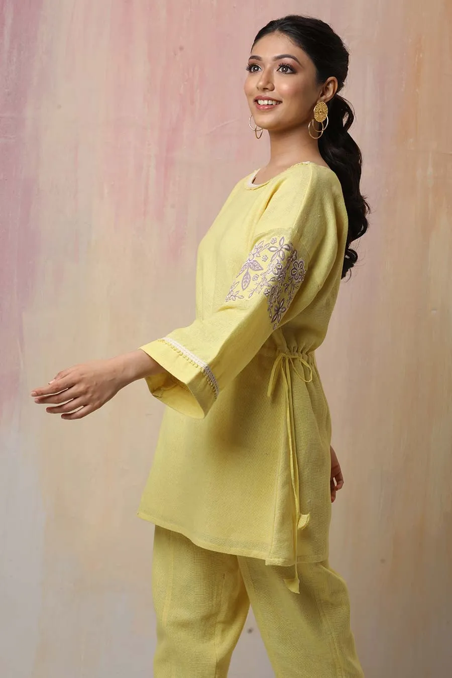Yellow Hand Embroidered Co-Ord Set